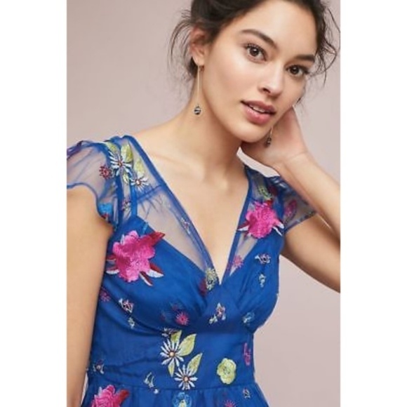 NEW Anthropologie Embroidered Topaz Dress - Picture 3 of 5